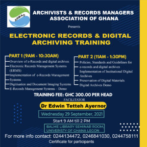 Read more about the article ELECTRONIC RECORDS & DIGITAL ARCHIVING TRAINING